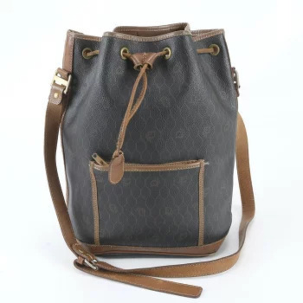 Christian Dior Honeycomb Leather Tote Wie Crossbody Bag Black Gray